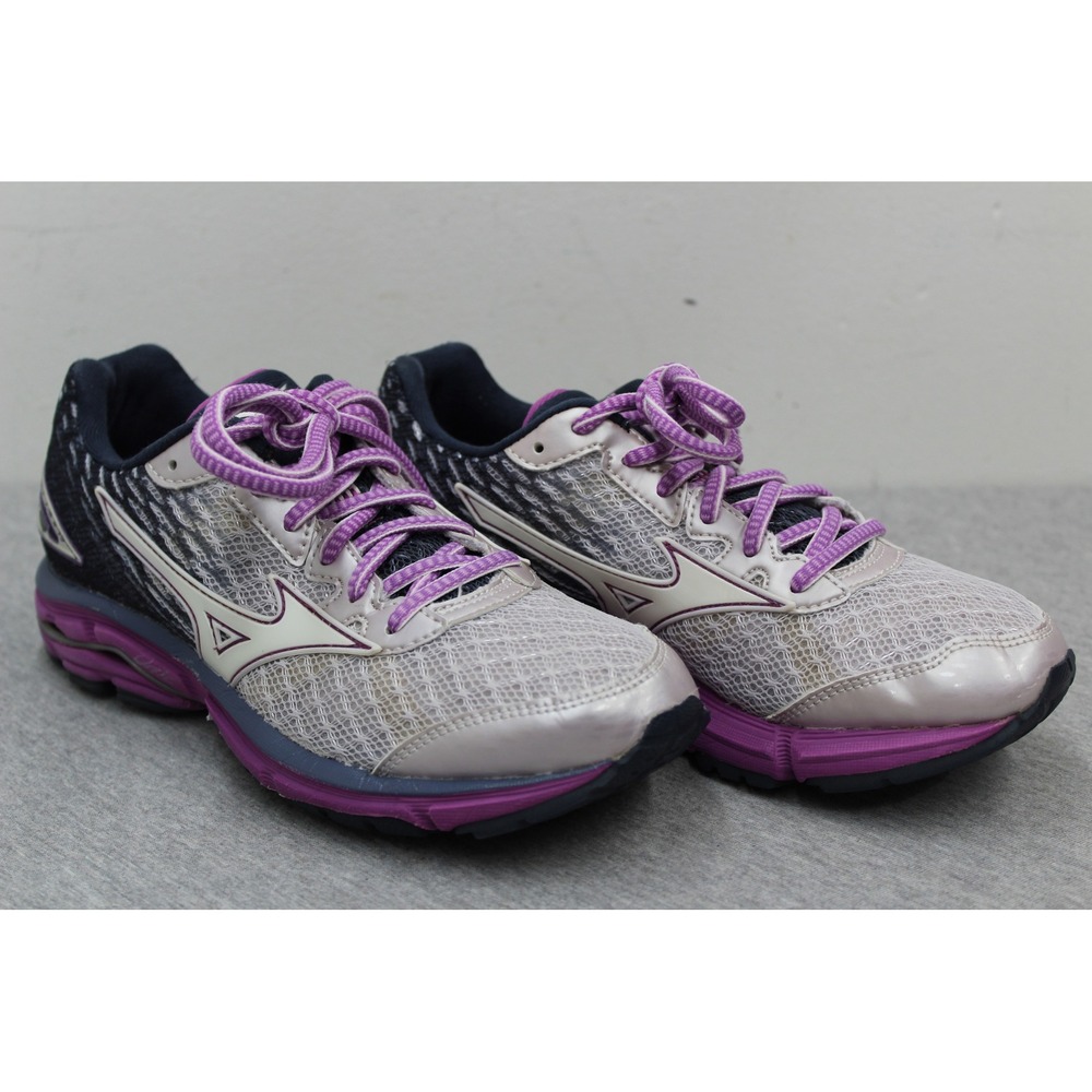 Mizuno Shoes Women 6 Silver Wave Rider 19 Running Sneakers J1GD160302 Mesh